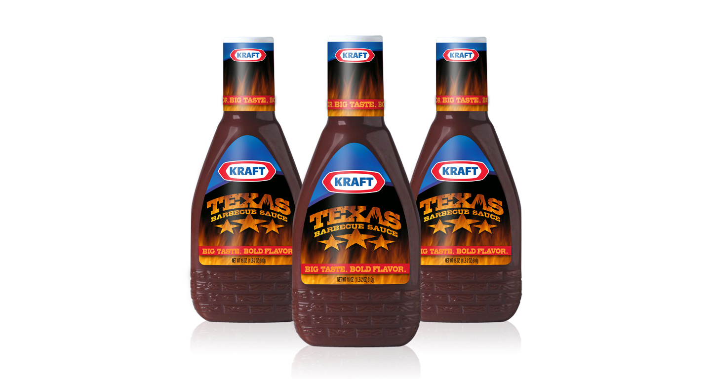 Kraft was looking to position their new barbecue sauce between the original sauce and their premium sauces. We designed the brand logo and label to mimic the taste of this new, spicy, and bold-flavored sauce.